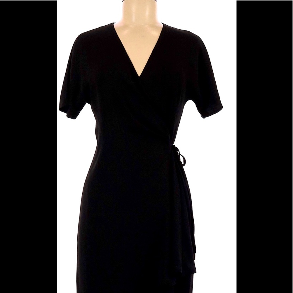 Babaton Aritzia black wrap mini dress xs